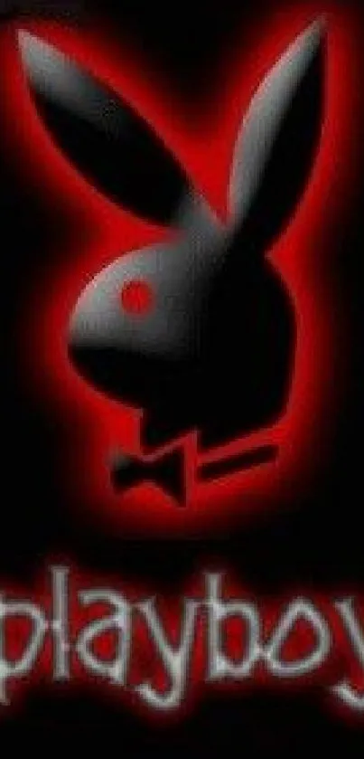 Dark bunny silhouette with red accents on mobile wallpaper.