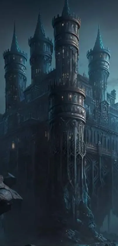 Majestic dark fantasy castle wallpaper with gothic elements.