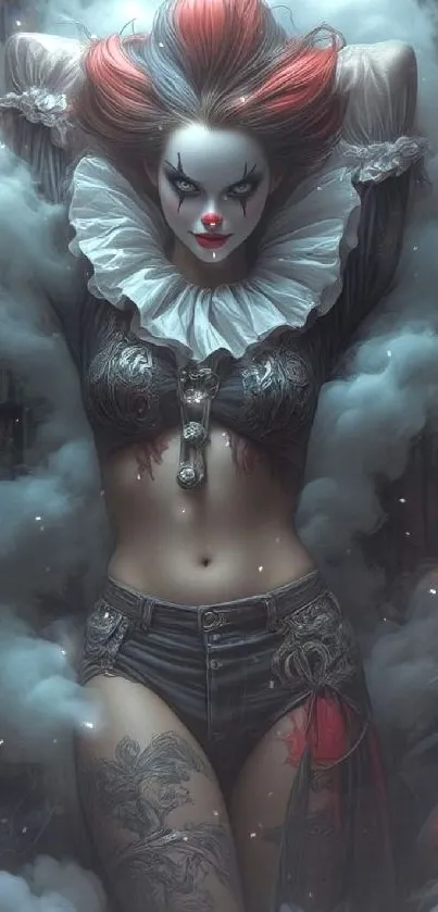 Dark fantasy circus-themed art wallpaper with a mysterious design.