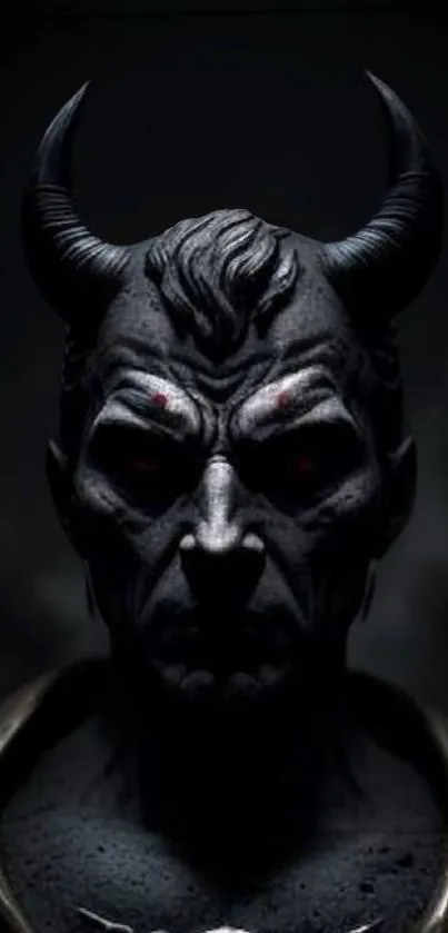 Dark demon face in shadows mobile wallpaper.