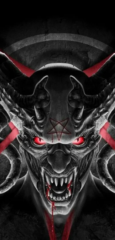 Demonic figure with red eyes and black background wallpaper.