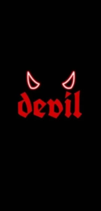 Devil-themed minimalist phone wallpaper with neon red text.