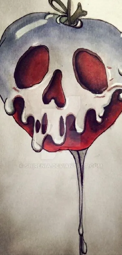 Dark art of a dripping skull with a red base and melting details.