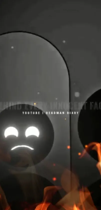 Dark emoticons with glowing eyes and flames wallpaper.