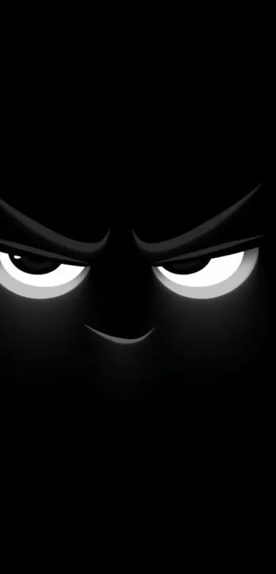 Dark-themed mobile wallpaper with intense eyes.