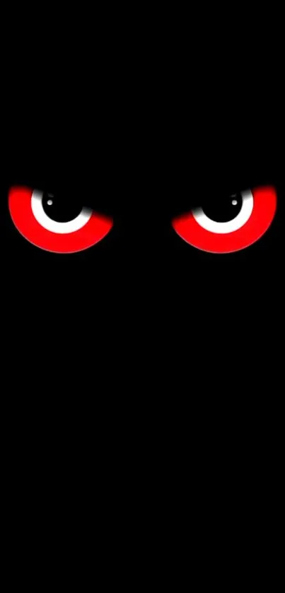 Dark wallpaper with bold red eyes staring intensely.