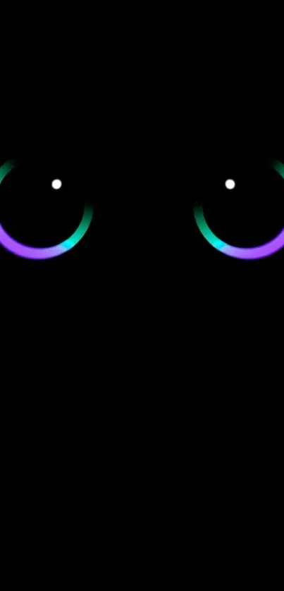 Dark wallpaper with glowing colorful eyes.