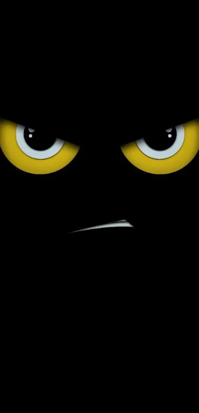 Dark mobile wallpaper with yellow eyes.