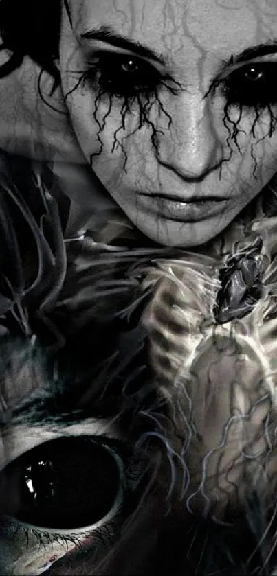 Dark fantasy art wallpaper with haunting figures.