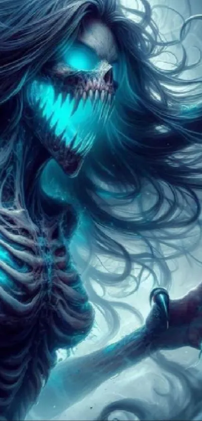 Dark fantasy creature with glowing eyes and skeletal body.