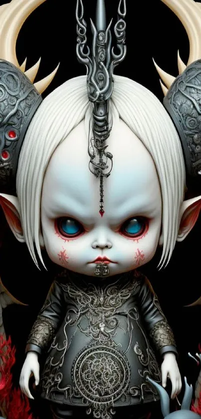 Gothic fantasy doll with ornate design and dark, eerie accents.