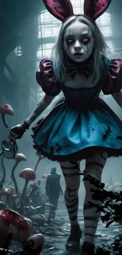 Fantasy character with surreal backdrop.