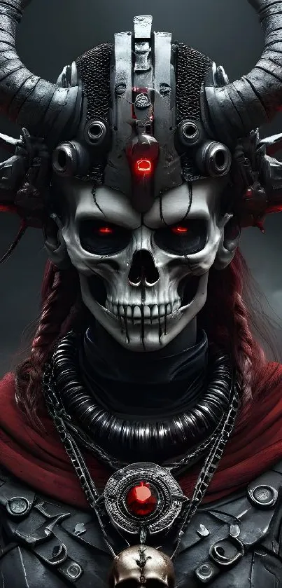 Fierce warrior with skull mask and dark armor.