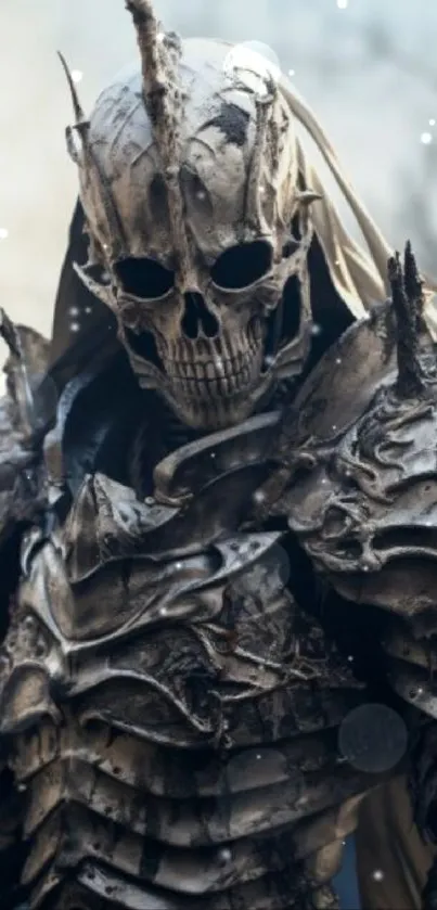 Detailed artwork of a skull knight in dark armor.