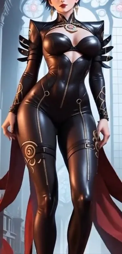 Dark fantasy warrior artwork in black attire