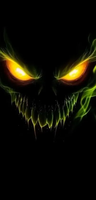 Dark wallpaper with glowing fiery skull