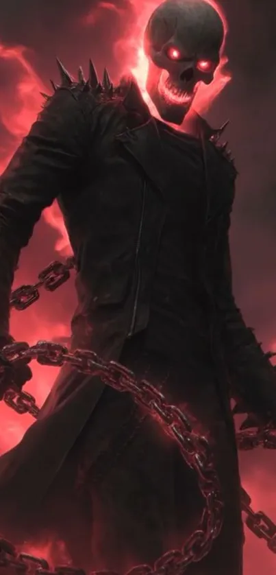 Skeletal warrior with fiery chains