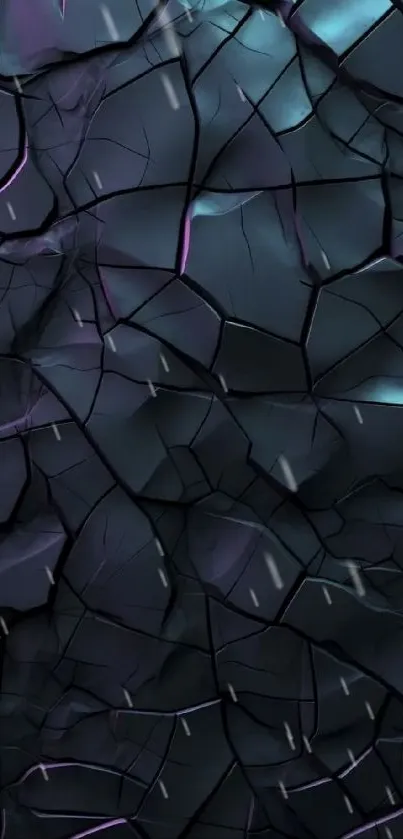 Mysterious dark blue fractured glass wallpaper with violet accents.