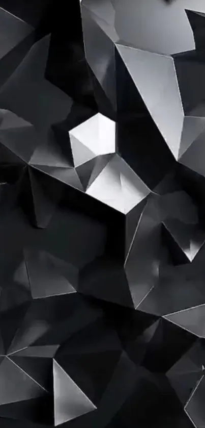 Dark geometric abstract design with sharp facets.