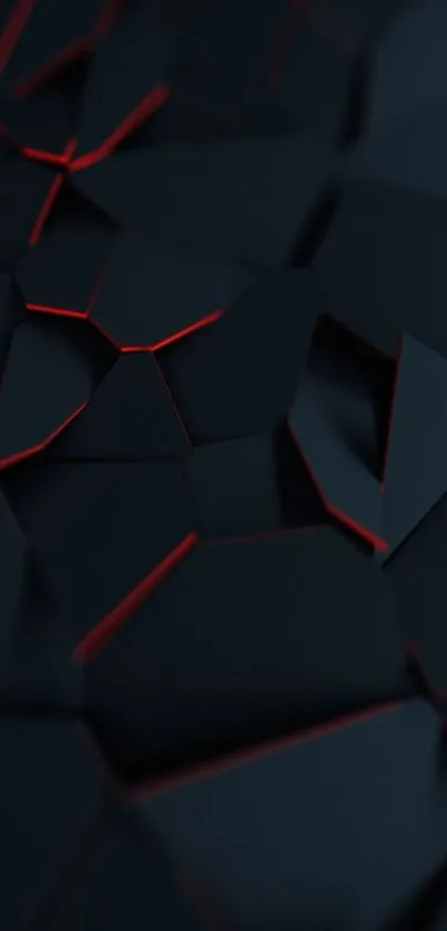 Dark abstract geometric wallpaper with red highlights.