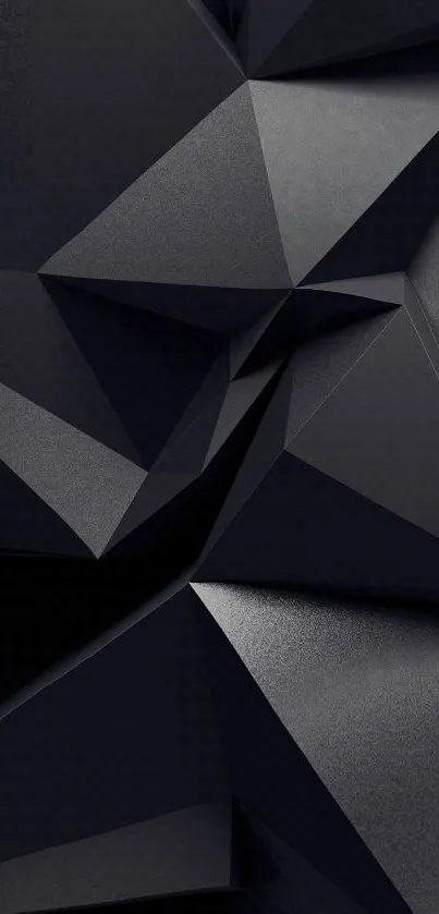 Dark geometric abstract wallpaper with sleek black polygons.