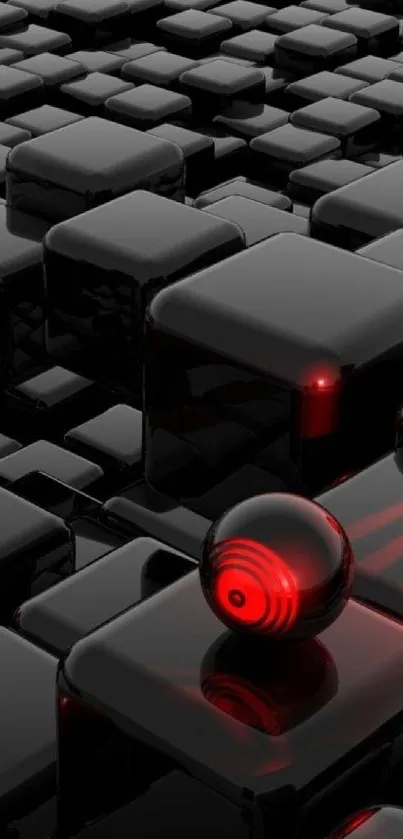 Black cubes with red accents wallpaper.