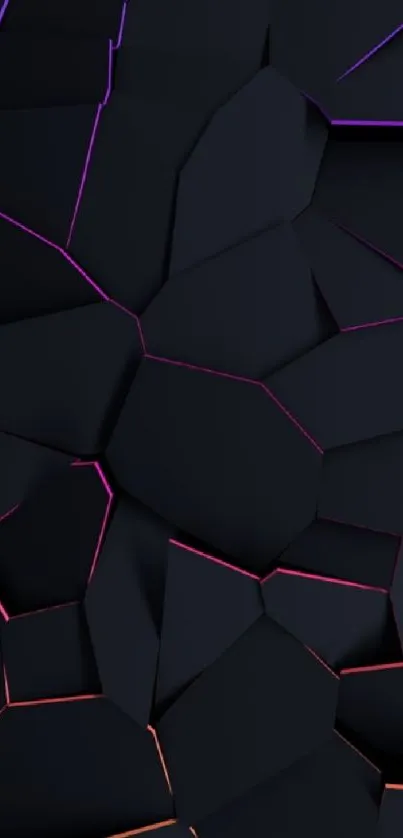 Dark geometric wallpaper with neon accents.