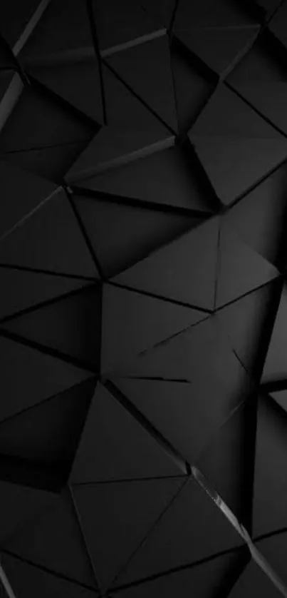 Dark geometric triangular patterned mobile wallpaper in black.