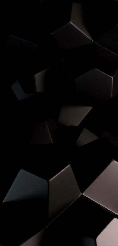 Dark geometric abstract wallpaper with polygonal shapes.