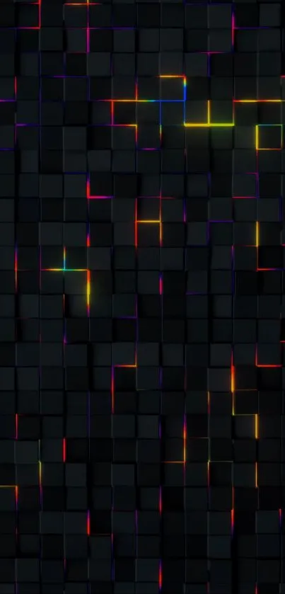 Dark geometric wallpaper with neon accents.
