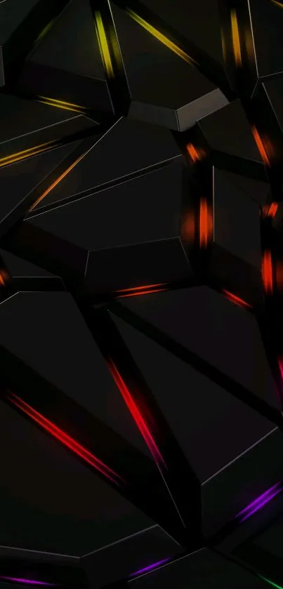 Dark geometric wallpaper with neon lines