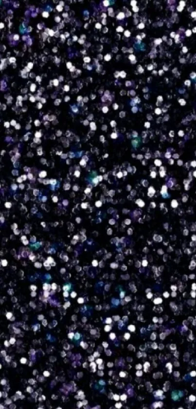 Dark, glittery wallpaper with sparkles creating an elegant and stylish texture.