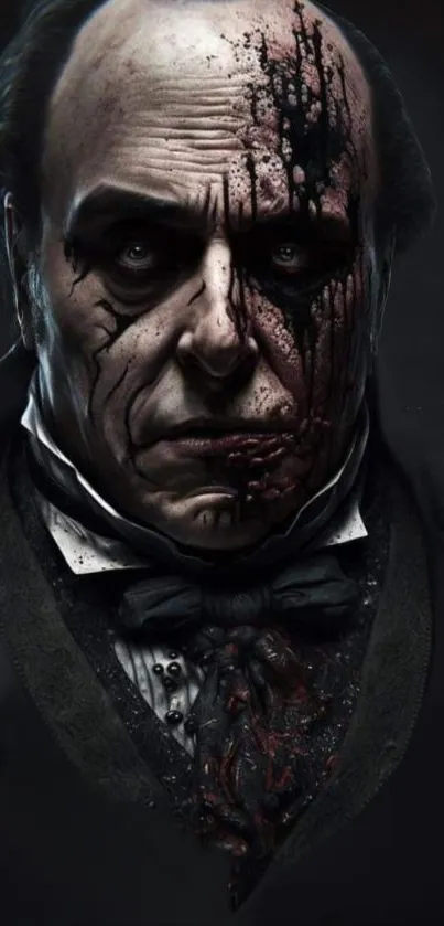 Gothic art wallpaper featuring dark, intense portrait of a mysterious figure.