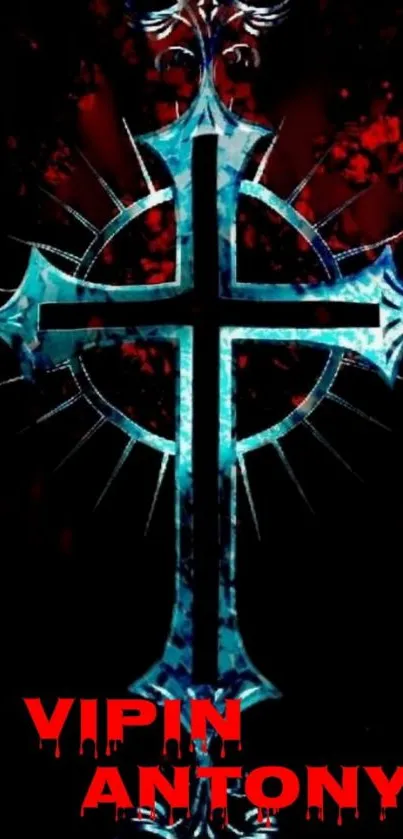 Gothic cross on a dark background.