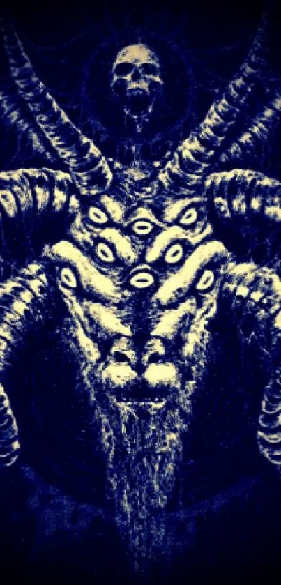 Dark gothic wallpaper with demon design and eyes.