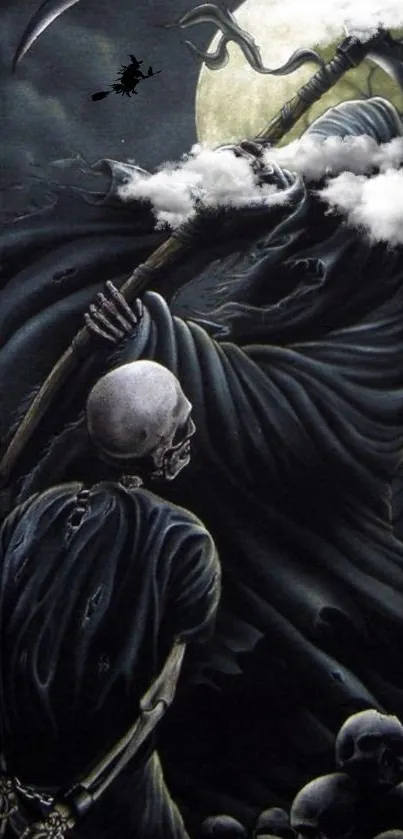 Haunting Grim Reaper artwork with dark tones and mystical atmosphere.