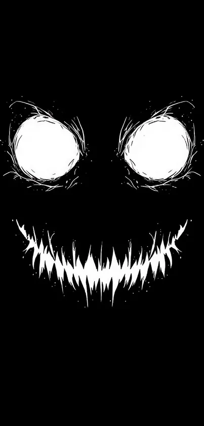 Sinister grinning face with dark background wallpaper.