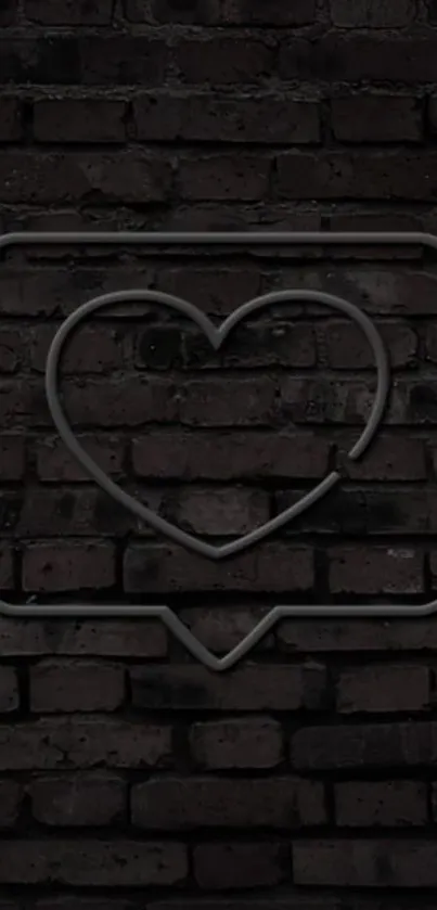 Dark heart on brick wall mobile wallpaper.