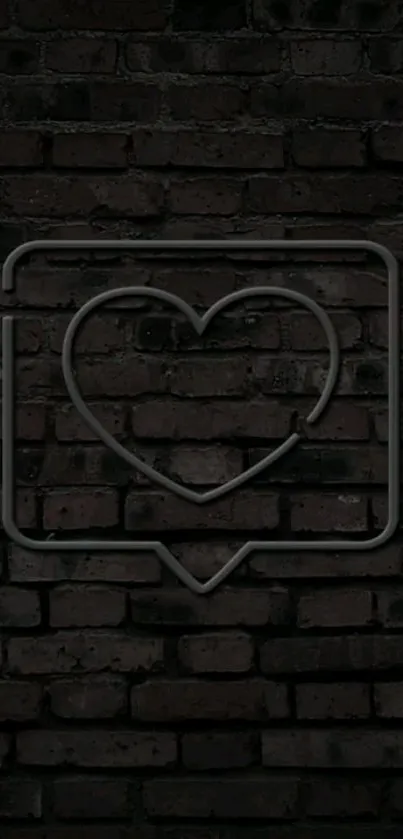 Dark wallpaper with heart icon on a brick wall