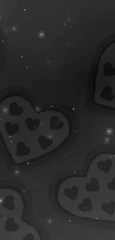 Black hearts on dark background wallpaper.