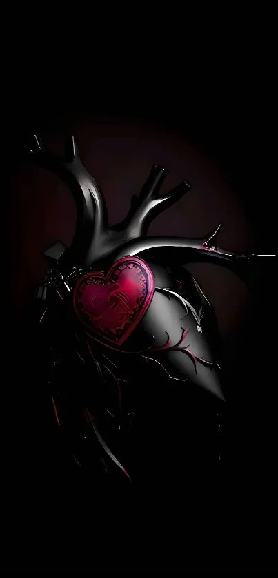 Dark themed heart design wallpaper for mobile devices.