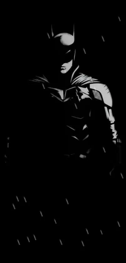 Dark hero silhouette with black background.