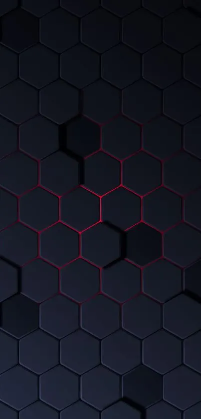 Dark hexagonal pattern wallpaper with red highlights