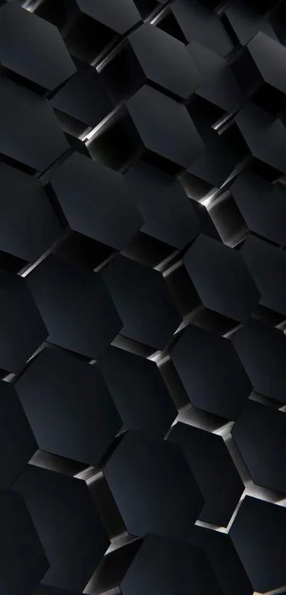 Dark gray hexagonal pattern wallpaper with a modern geometric design.