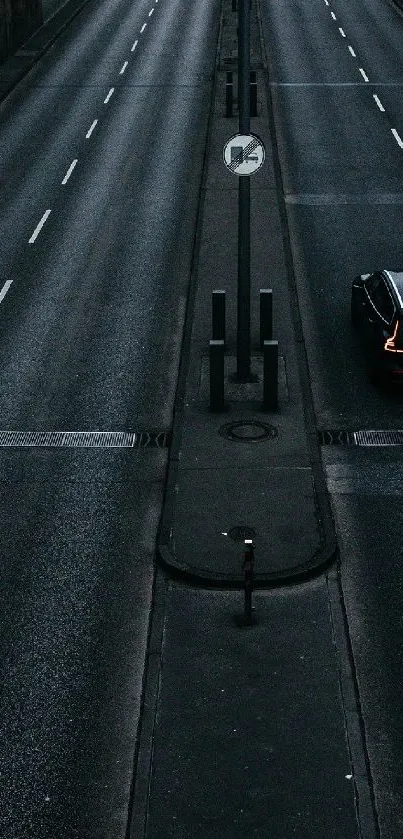 Night drive on a dark, empty highway.