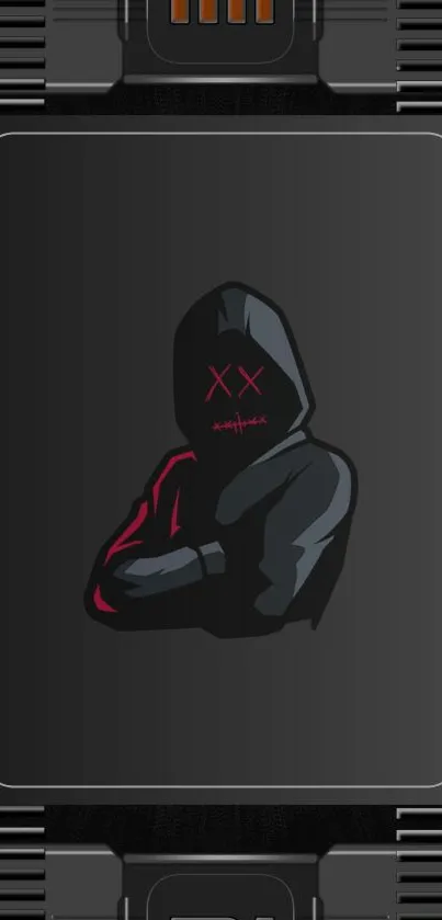 Dark hoodie character mobile wallpaper with mysterious vibe.