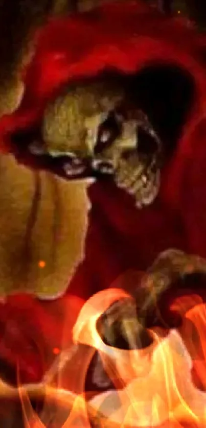 Rebellious skeleton in red cloak reading by candlelight.