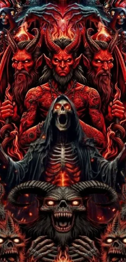 Vivid demon art with gothic elements and red tones.