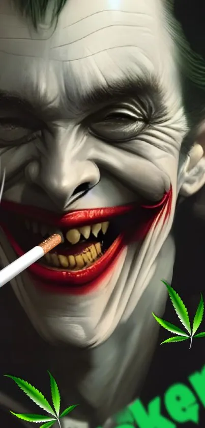 Dark Joker art wallpaper with a sinister smile.