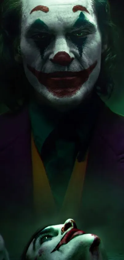 Mysterious clown portrait with dark tones.